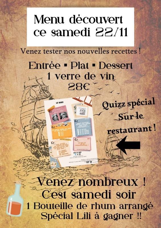 menu découverte le 22 novembre